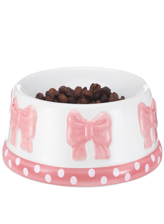 Reallnaive 1 Pcs Pink Bow Ceramic Bowl for Small Dog and Cat Cute Bowtie Pet Bowl for Food Water Macaron Pink Puppy Dish Pets Feeding Bowls Suitable for Small Cat Dogs - Image 1